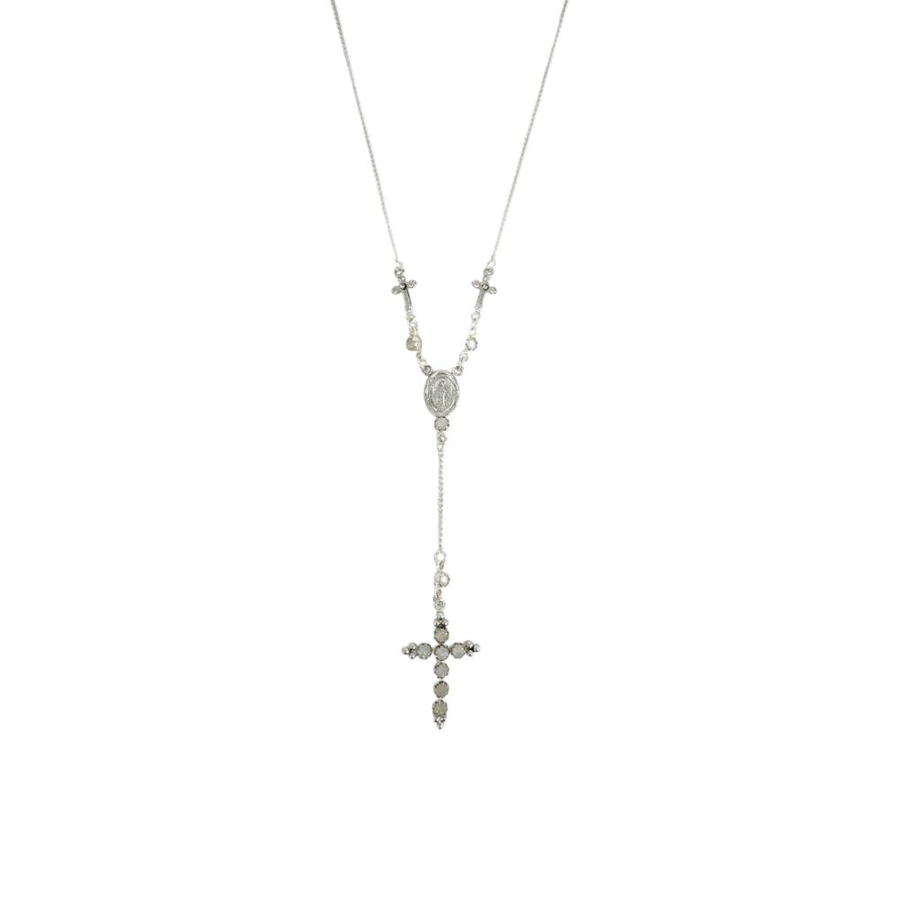 VIRGINS SAINTS & ANGELS VSA Maddie Rosary Necklace in Silver & White Opal - Picture 4 of 10